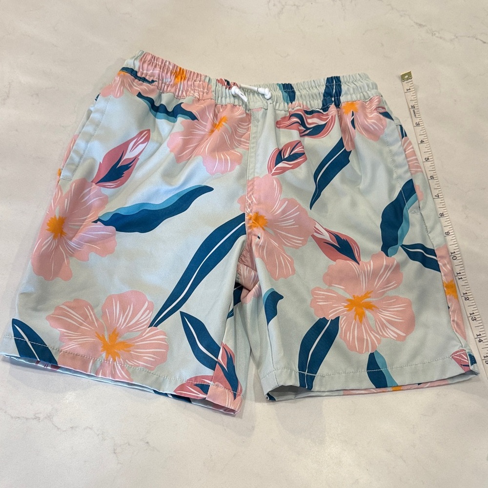 First Wave Aqua and White Swim Shorts